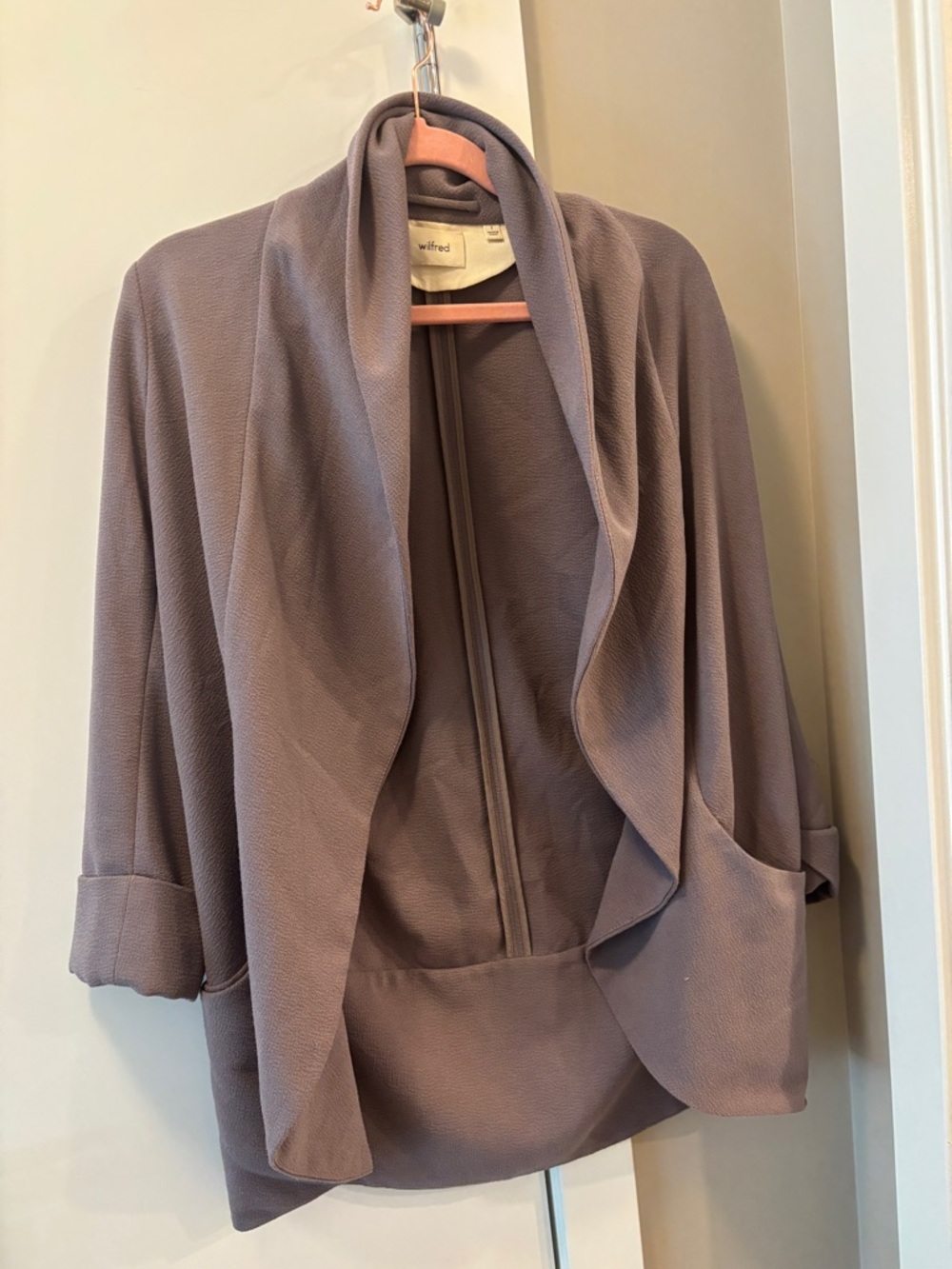 Wilfred Draped Open-Front Blazer in Mauve